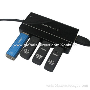 Super Speed 4-port USB 3.0 Hub 5Gbps for Computer PC + Power Adapter + CableNew
